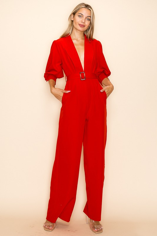 JUMPSUIT ROJO CON ESCOTE MANGA LARGA