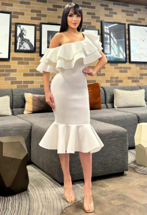 VESTIDO BLANCO COCTAIL ONE SHOULDER