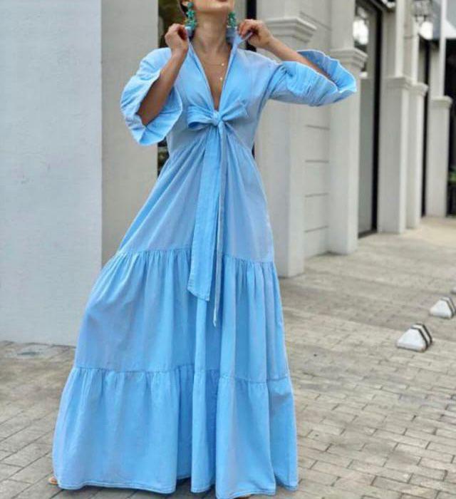 MAXI VESTIDO CELESTE