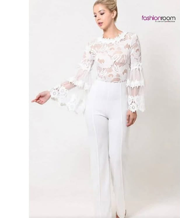 JUMPSUIT BLANCO DE MANGAS ENCAJE