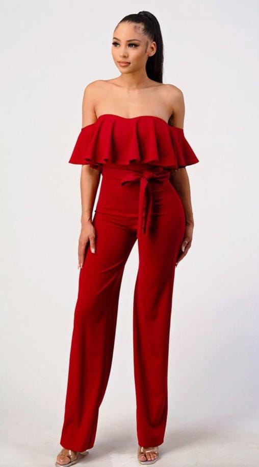 JUMPSUIT ROJO ONESHOULDER