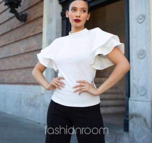 BLUSA BLANCA MANGAS VOLUMINOSAS