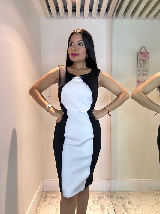 TRAJE COCTAIL NEGRO CON BLANCO