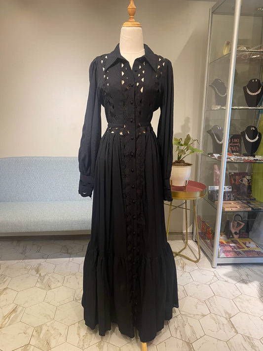 VESTIDO LARGO MANGA LARGA BORDADO